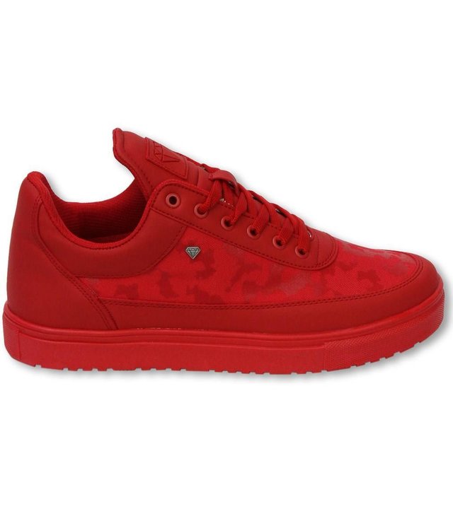 Cash Money Herren Schuhe - Herren Sneaker Low Camouflage Side - Case Army Full Red