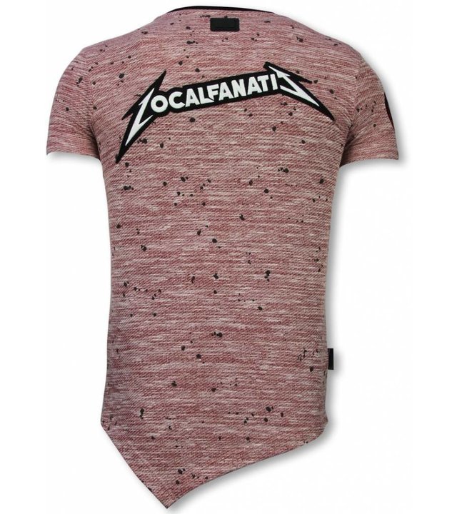 Local Fanatic Longfit Asymmetrische Stickerei - T-Shirt Aufnäher - US Army - Pink