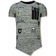 Longfit Asymmetrische Stickerei - T-Shirt Patches - US Army - Grün