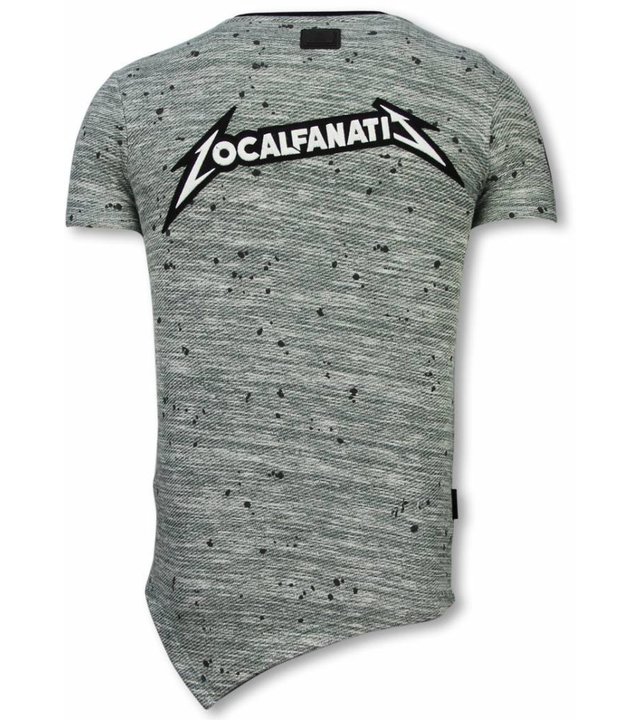 Local Fanatic Longfit Asymmetrische Stickerei - T-Shirt Patches - US Army - Grün