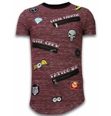 Local Fanatic Longfit Asymmetrische Stickerei - T-Shirt Patches - Elite Crew - Bordeaux