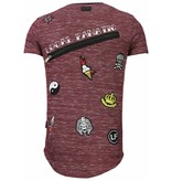 Local Fanatic Longfit Asymmetrische Stickerei - T-Shirt Patches - Elite Crew - Bordeaux