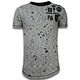 Longfit Asymmetrische Stickerei - T-Shirt Patches - Guerrilla - Grau