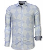 Gentile Bellini Italienische Hemden - Slim Fit Hemd - Bluse Linienmuster - Hellblau