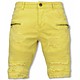 Herren Kurze Hose - Slim Fit Biker Jeans Mit Reißverschlüssen - Gelb