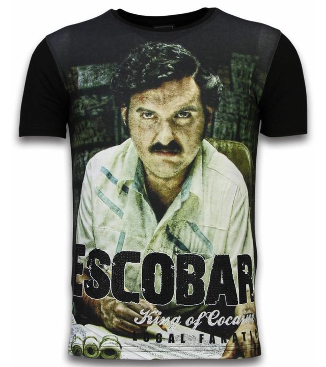 Local Fanatic Escobar King Of Cocaine - Digital Strass T-shirt - Schwarz