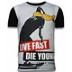 Duck Live Fast - Digital Strass T-shirt - Schwarz