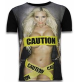 Local Fanatic Caution - Digital Strass T-shirt - Schwarz