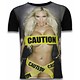 Caution - Digital Strass T-shirt - Schwarz