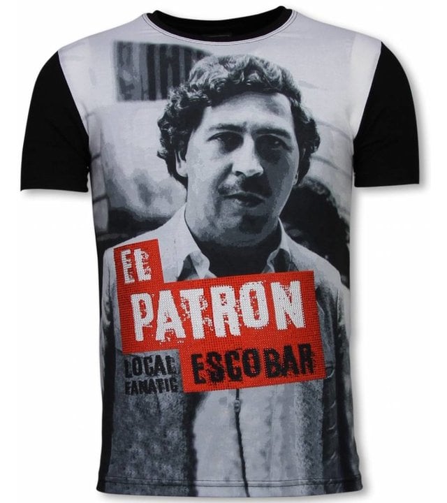 Local Fanatic El Patron Escobar - Digital Strass T-shirt - Schwarz