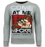 Local Fanatic MFCKR Pullover - Cartoon Herren Pullover - Sweater Herren Sale - Grau