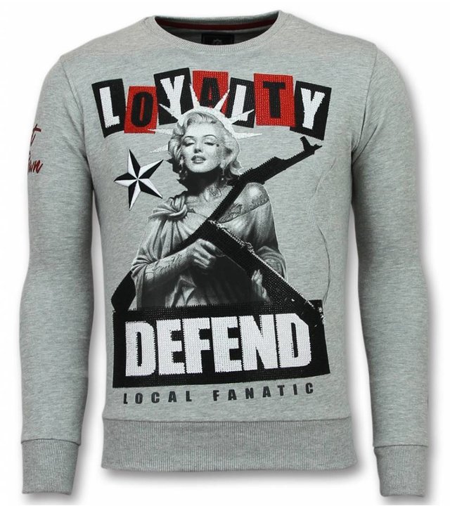 Local Fanatic Marilyn Pullover - Monroe Pullover Herren - Sweater Herren - Grau