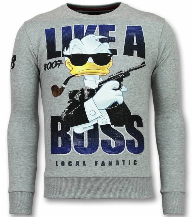 Local Fanatic 007 Pullover - James Bond Pullover Männer - Grau