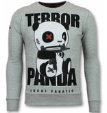 Local Fanatic Panda Grauer Pullover - Terror Sweater Herren Sale - Grau