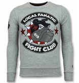 Local Fanatic Fight Club Pullover - Bulldog Herren Pullover - Spike -  Grau