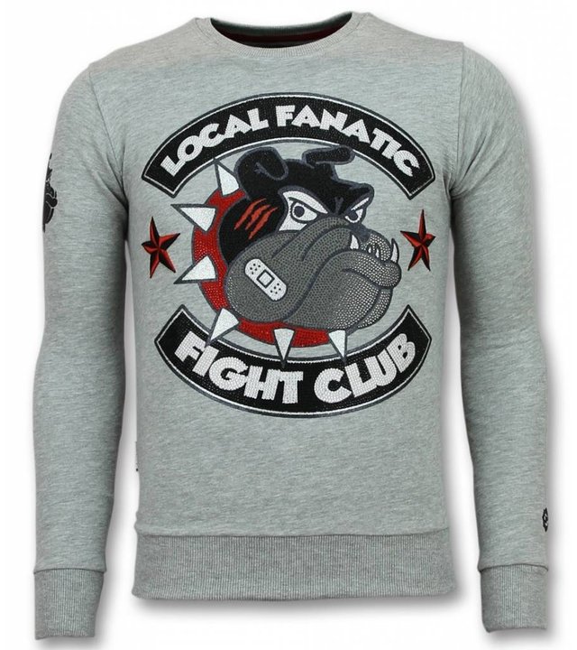 Local Fanatic Fight Club Pullover - Bulldog Herren Pullover - Spike -  Grau