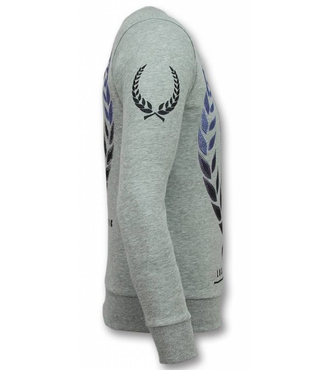 Local Fanatic Totenkopf pullover  - Skull strasssteine pullover herren - Grau