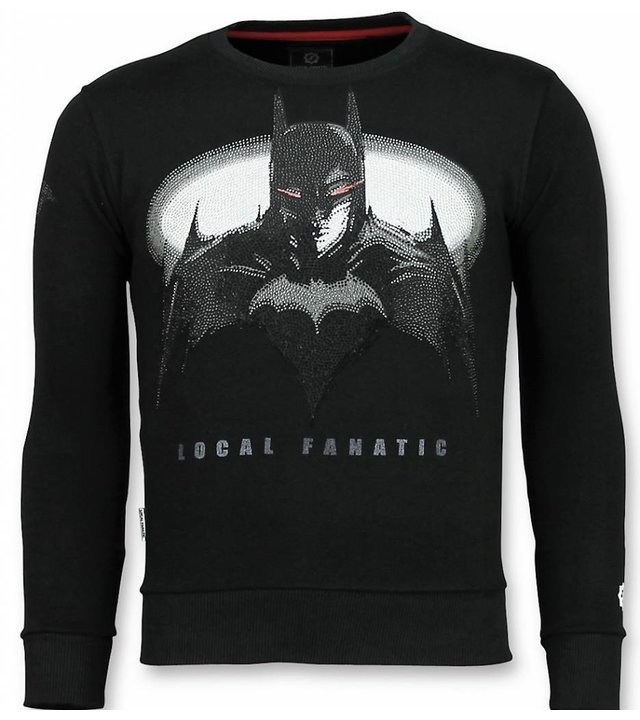 Local Fanatic Batman Sweater - Batman Pullover Schwarz - Sweatshirt Männer - Schwarz