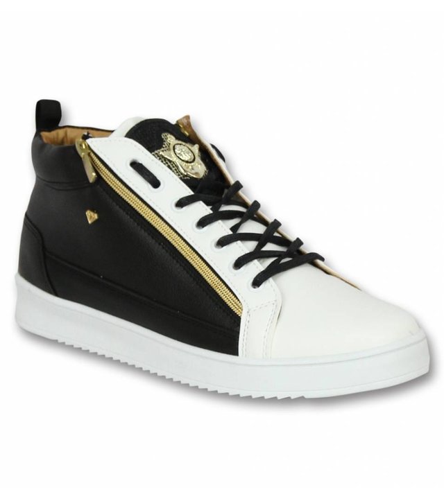 Cash Money Herren Schuhe - Herren Sneaker Bee Black White Gold - CMS 98 - Schwarz / Weiß