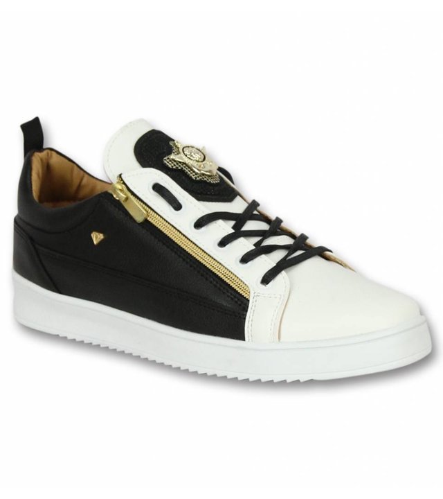 Cash Money Herrenschuhe - Herren Sneaker Bee Black White Gold - CMS 97 - Weiß / Schwarz