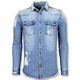 Lange jeans Bluse - Denim Shirt Herren - Blau