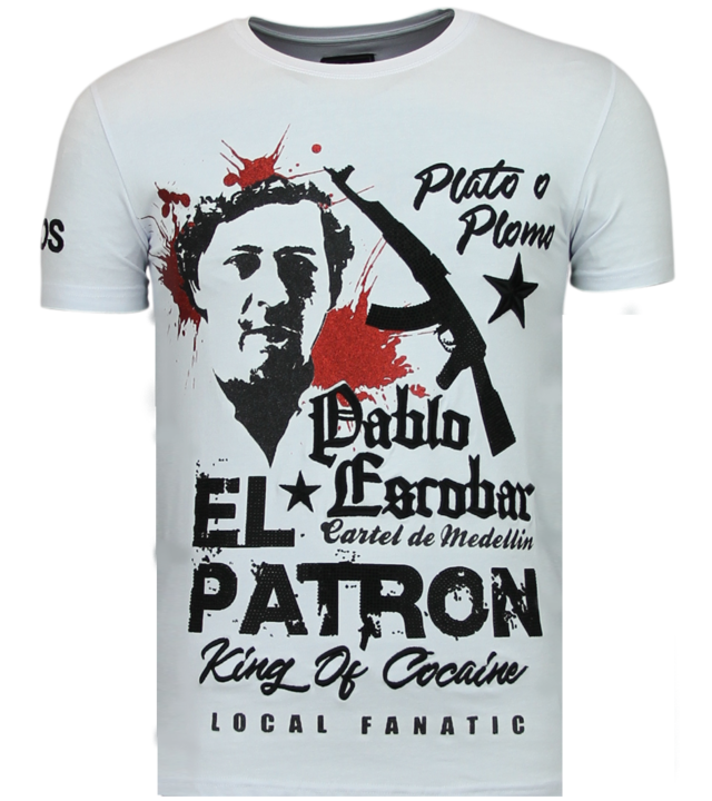 Local Fanatic El Patron Pablo - Strass T-shirt - Weiß