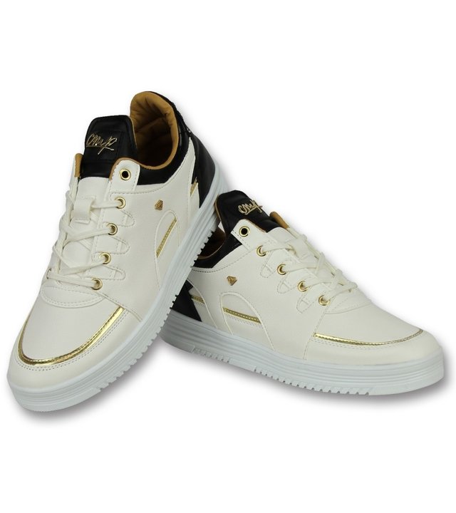 Cash Money Weiße Schnürschuhe Herren - Männer Turnschuh Luxury White Black - CMS71