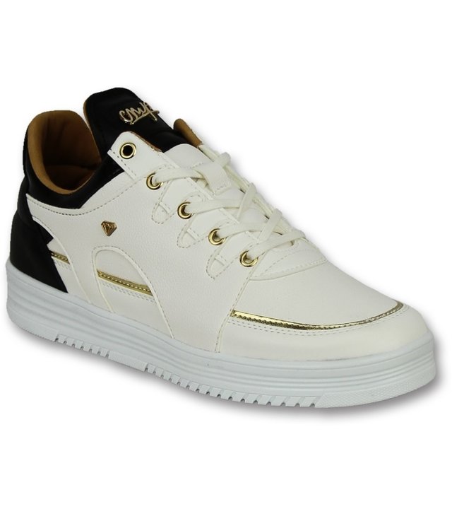 Cash Money Weiße Schnürschuhe Herren - Männer Turnschuh Luxury White Black - CMS71