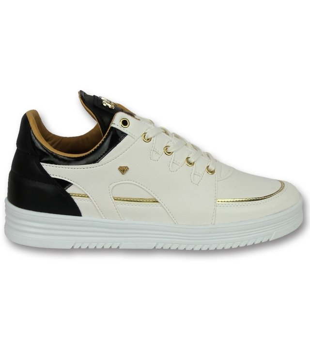 Cash Money Weiße Schnürschuhe Herren - Männer Turnschuh Luxury White Black - CMS71
