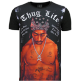 Local Fanatic Tupac Shakur Thug Life - Shirt Mit Glitzersteinen - 6345Z - Schwarz