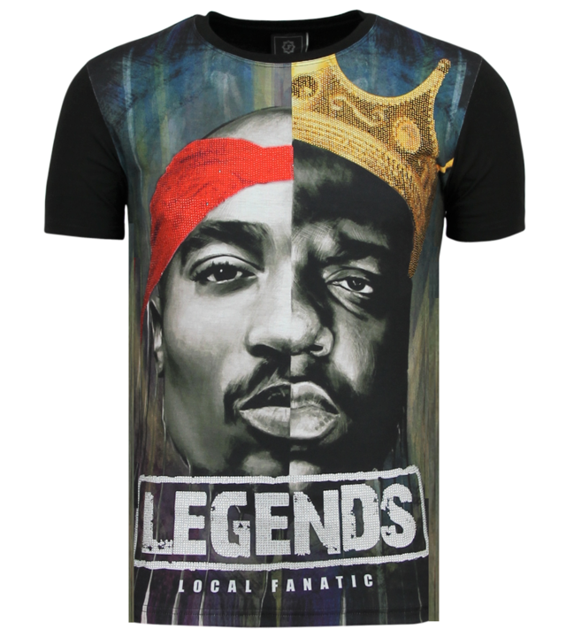 Local Fanatic Christopher 2PAC Legends - Shirt Mit Glitzersteinen - 6285Z - Schwarz