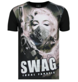 Local Fanatic Marilyn Monroe SWAG - Shirt Mit Strasssteinen - 6347Z - Schwarz