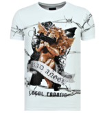 Local Fanatic Bad Angel Rhinestones - Coole T-Shirt Männer - 6318W - Weiß