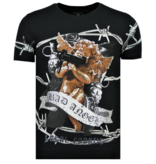 Local Fanatic Rhinestones Bad Angel - Männer Coole T-Shirt - 6318N - Marine