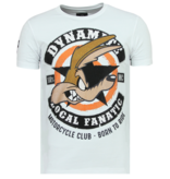 Local Fanatic Dynamite Coyote Rhinestones - Nettes T-Shirt Männer - 6320W - Weiß