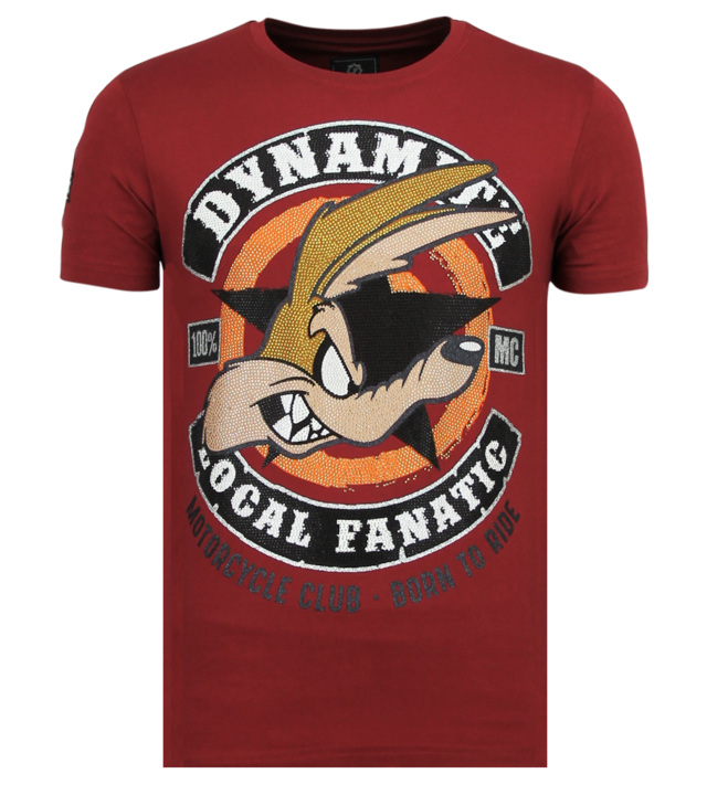 Local Fanatic Rhinestones Dynamite Coyote - Nettes T-Shirt Männer - 6320B - Bordeaux