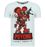 Local Fanatic Psycho Mouse Rhinestones - T shirt Mit Strass - 6321W - Weiß