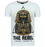 Local Fanatic Rebel Pharaoh Rhinestones - Exklusives Herren T-Shirt - 6322W - Weiß