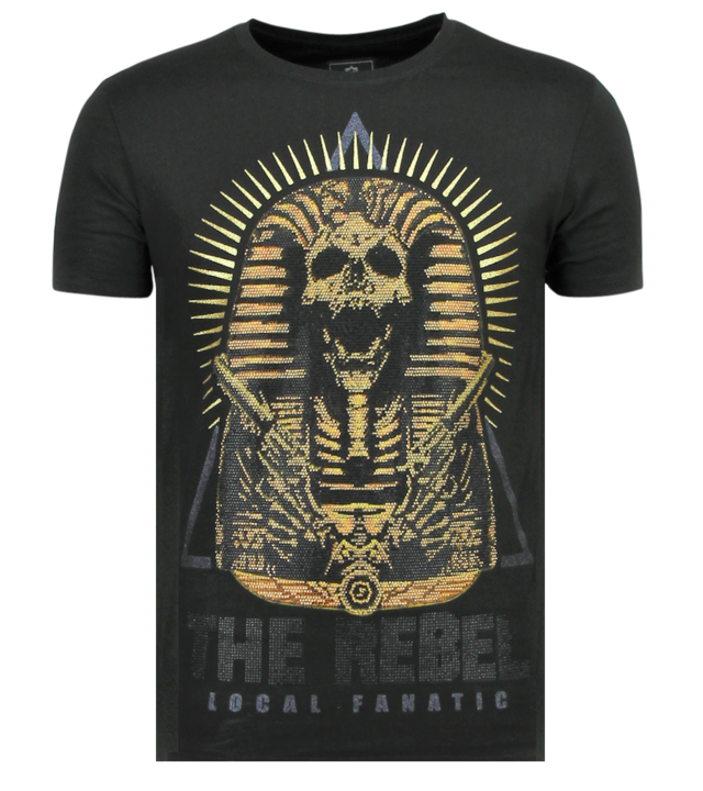 Local Fanatic Rebel Pharaoh Rhinestones - Herren  Exklusives T-Shirt - 6322Z - Schwarz