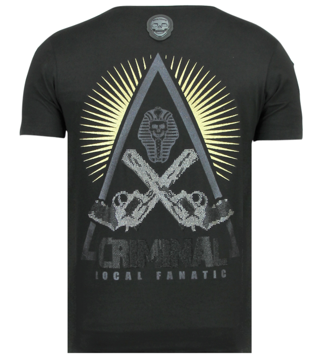 Local Fanatic Rebel Pharaoh Rhinestones - Herren  Exklusives T-Shirt - 6322Z - Schwarz