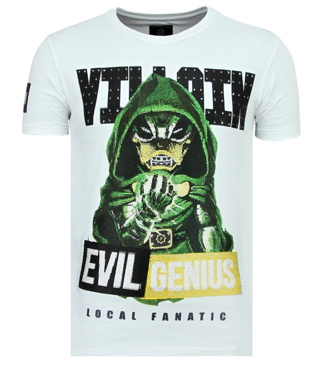 Local Fanatic Villain Duck Rhinestones - Schönes T-Shirt Männer - 6325W - Weiß