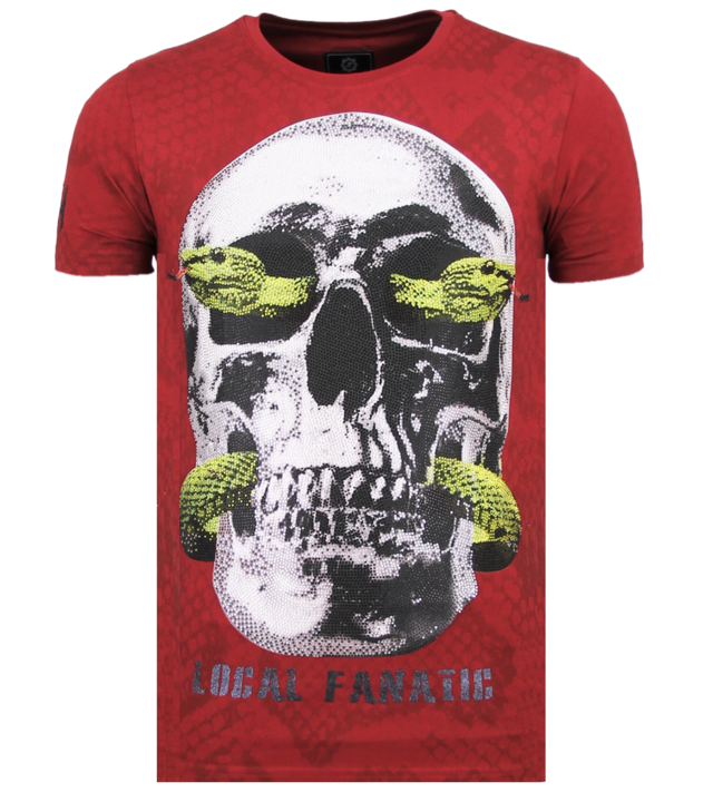 Local Fanatic Skull Snake Rhinestones - Skull T-shirt Herren - 6326B - Bordeaux