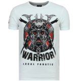 Local Fanatic Savage Samurai Rhinestones - Cooles T-Shirt Männer - 6327W - Weiß