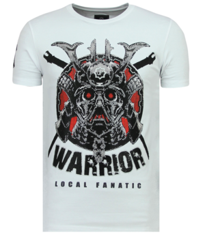 Local Fanatic Savage Samurai Rhinestones - Cooles T-Shirt Männer - 6327W - Weiß