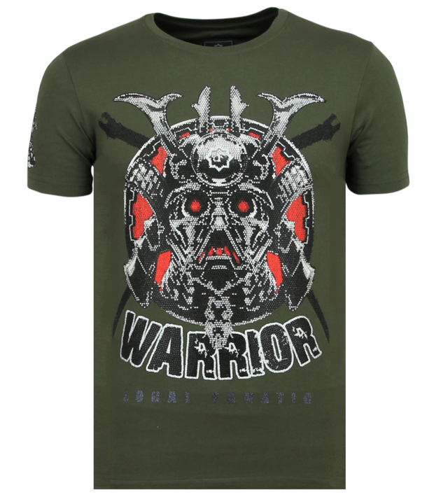 Local Fanatic Savage Samurai Rhinestones - Männer Cooles T-Shirt - 6327G - Grün