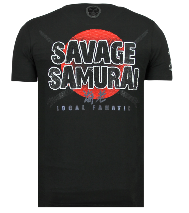 Local Fanatic Savage Samurai Rhinestones - Herren Cooles T-Shirt - 6327Z -  Schwarz