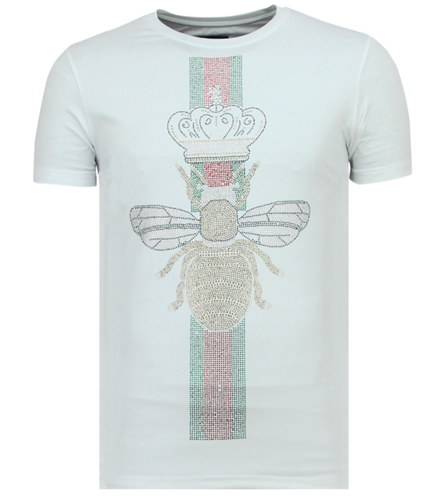 Local Fanatic King Fly Glitzer - Shirt Mit Strasssteinen - 6360W - Weiß
