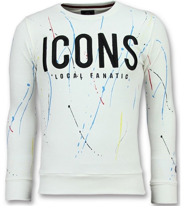 Local Fanatic ICONS Painted Color - Sweatshirt Für Herren - 6341W - Weiß