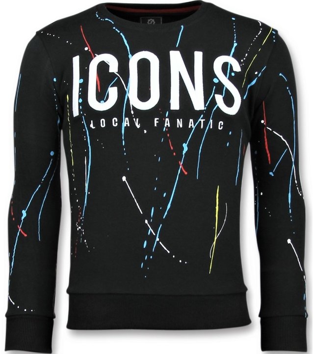 Local Fanatic ICONS Painted Color - Herren Sweatshirt Für - 6341Z - Schwarz