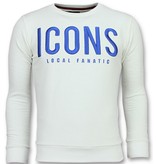 Local Fanatic ICONS - Schöne Herren Pullover - 6349W - Weiß